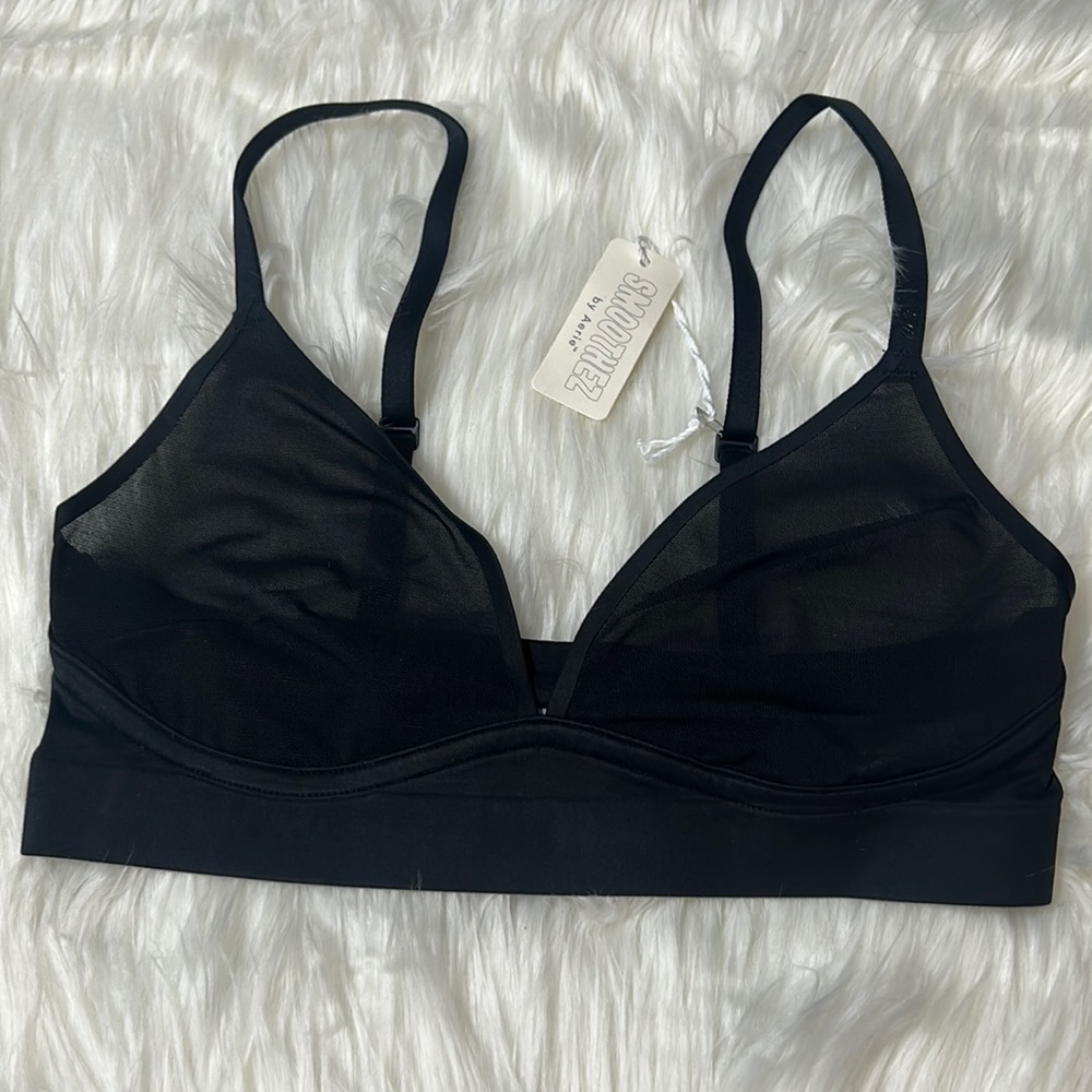 NWT Smoothez By Aerie Black Mesh Bralette XS